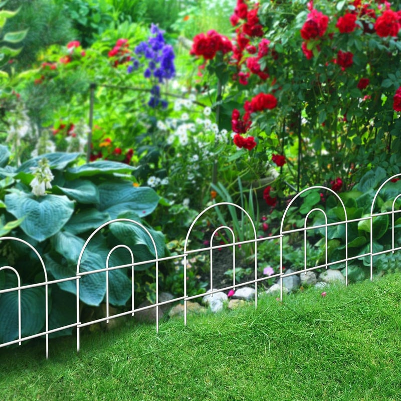 FOREHOGAR Decorative Garden Folding Border Fence 18in X20ft Rustproof Metal Wire Edging Flower Bed Fences Panel Outdoor White Garden Fencing Edge Patio Landscape - Image 2